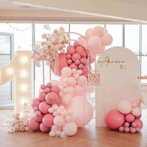 412pcs Pastel Pink Balloon Garland Arch Kit 18 12 10 5 Inch Different Sizes Light Pink Latex Balloons for Baby Shower Birthday Happy Gender Reveal Party Decoration