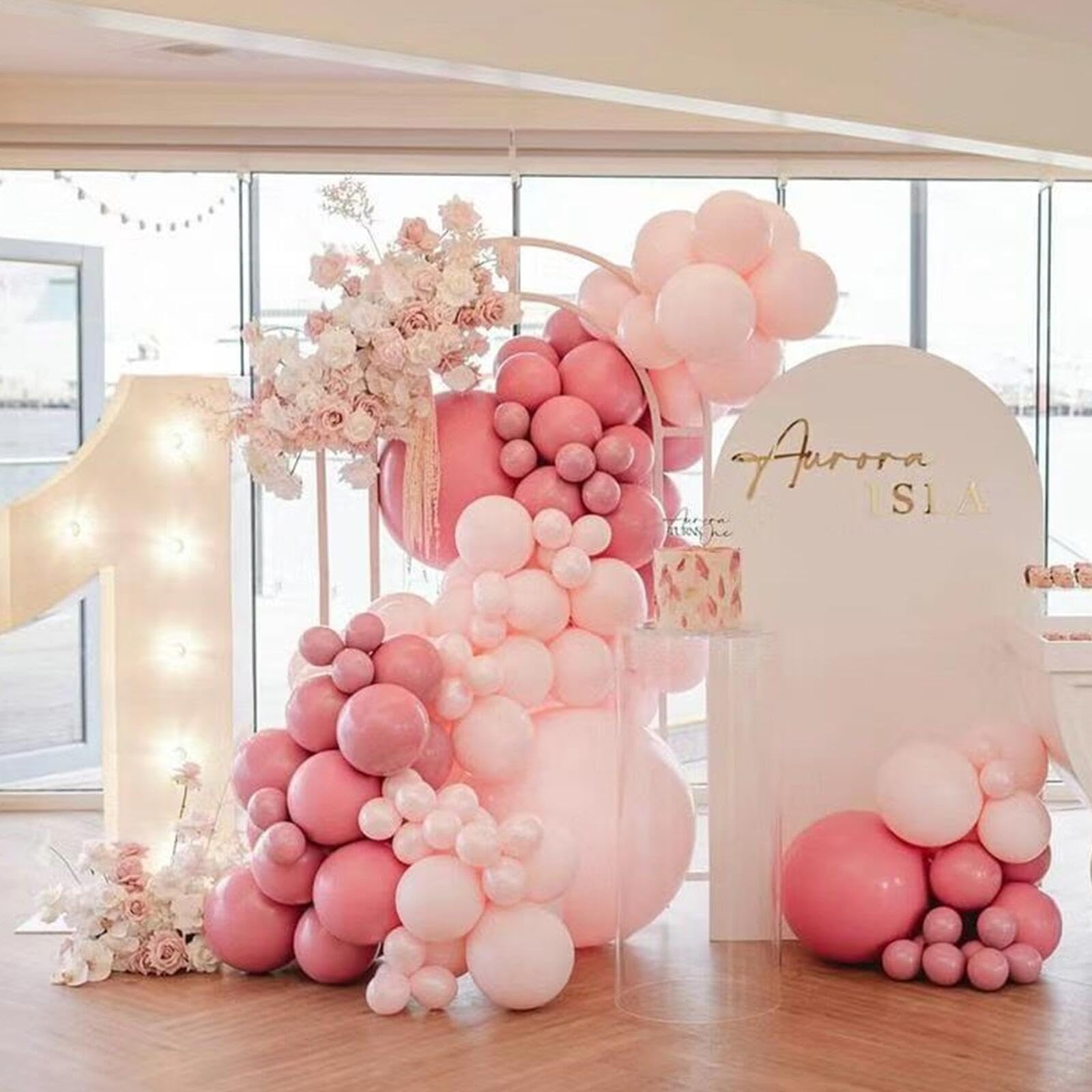 412pcs Pastel Pink Balloon Garland Arch Kit 18 12 10 5 Inch Different Sizes Light Pink Latex Balloons for Baby Shower Birthday Happy Gender Reveal Party Decoration