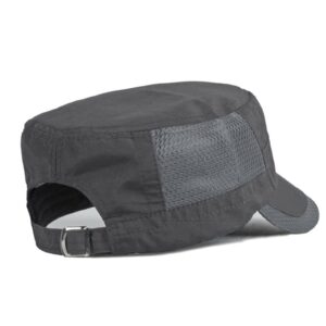 FASHIXD Mesh Military Cap Summer Army Hats for Men Quick Qry Short Bill Hat Cadet Cap (Dark Grey)