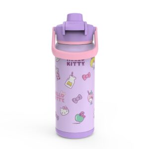 zak! Beacon Insulated Bottle, Hello Kitty - 20 oz - Durable Stainless Steel - Double-Wall Vacuum Insulation, Silicone Spout & Push-Button, Leak-Proof Lid - Dishwasher Safe