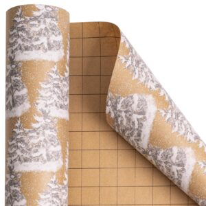 RUSPEPA Christmas Wrapping Paper, Jumbo Roll Kraft Paper - White Christmas Tree Design for Holiday Gift Wrap - 24 Inches x 100 Feet