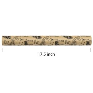 RUSPEPA Kraft Christmas Wrapping Paper Roll - Mini Roll - Black Reindeer Design for Holiday Gift Wrap - 17 Inches X 32.8 Feet