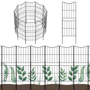 ousheng decorative garden fence fencing 10 pack, 37.5in (h) x 10ft (l) rustproof metal wire panel border animal barrier for dog, flower edging for yard landscape patio outdoor decor, arc