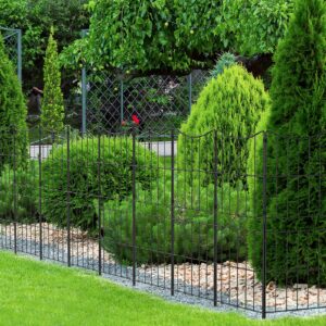 OUSHENG Decorative Garden Fence Fencing 10 Pack, 37.5in (H) x 10ft (L) Rustproof Metal Wire Panel Border Animal Barrier for Dog, Flower Edging for Yard Landscape Patio Outdoor Decor, Arc