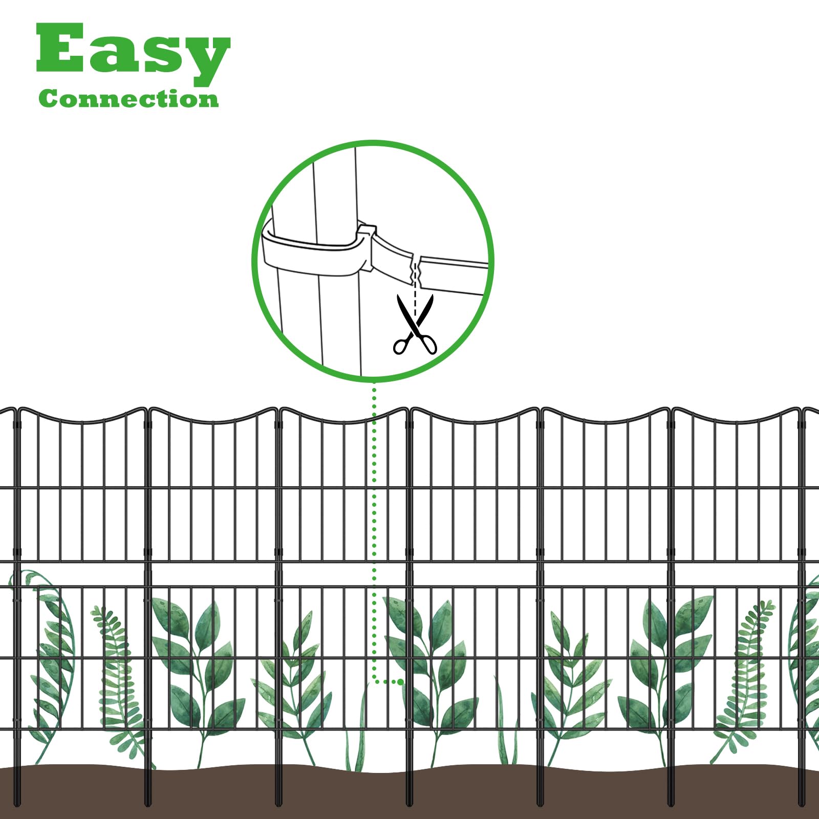 OUSHENG Decorative Garden Fence Fencing 10 Pack, 37.5in (H) x 10ft (L) Rustproof Metal Wire Panel Border Animal Barrier for Dog, Flower Edging for Yard Landscape Patio Outdoor Decor, Arc