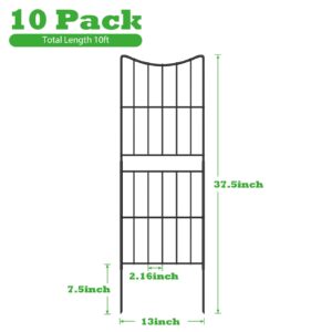 OUSHENG Decorative Garden Fence Fencing 10 Pack, 37.5in (H) x 10ft (L) Rustproof Metal Wire Panel Border Animal Barrier for Dog, Flower Edging for Yard Landscape Patio Outdoor Decor, Arc