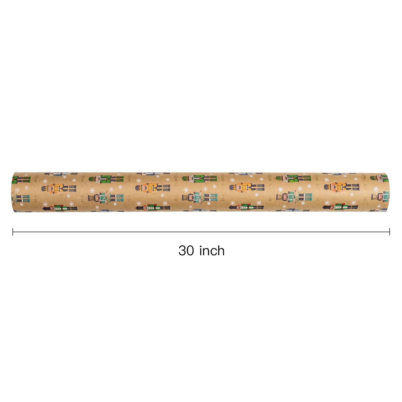 RUSPEPA Christmas Wrapping Paper, Jumbo Roll Kraft Paper - Nussknacker Solider Design for Holiday Gift Wrap - 30 Inches x 100 Feet