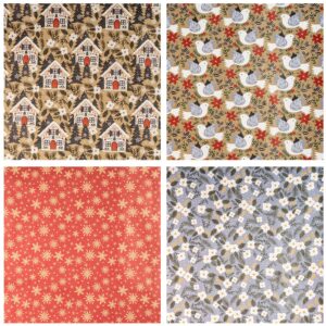 RUSPEPA Christmas Wrapping Paper, Kraft Paper - Dove, Snowflake, Flower, and House - 4 Rolls - 30 inches x 10 feet per Roll