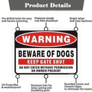 Beware of Dog Signs for Fence,Yuntarda 2-Pack 10"x7"Do not Enter Sign Keep Gate Shut Rust Free Reflective Metal Sign for Outdoor Use