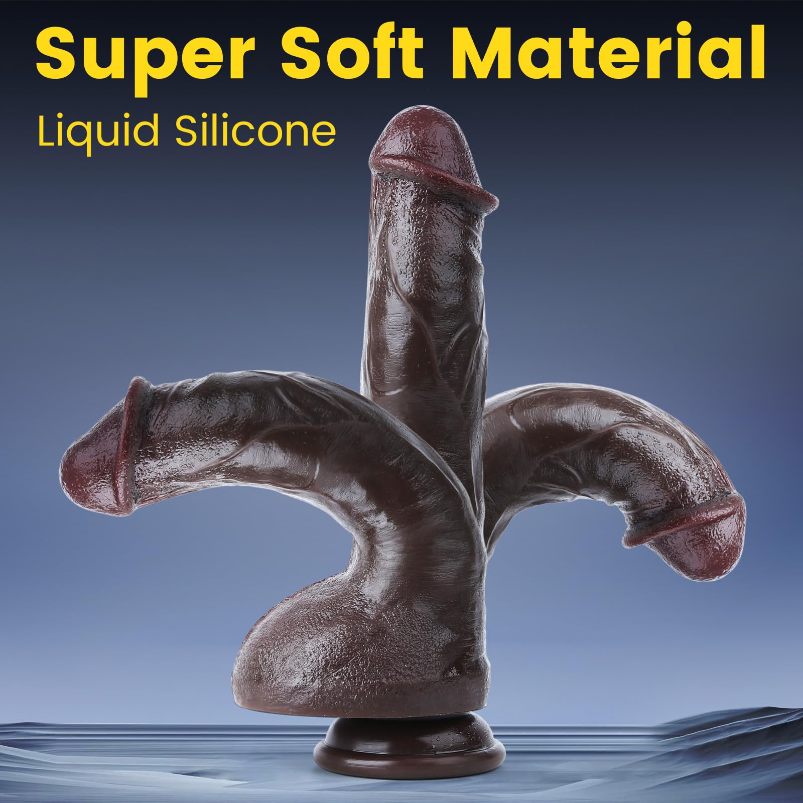 Realistic Dildo, 8.8 Inch Huge Thick Black Dildo with Body Safe Material Soft Silicone, Suction Cup Dildo for Hands-Free Fun, Anal Dildo Female Sex Toys for Women and Men, BBC Dildo Adult Sex Toys