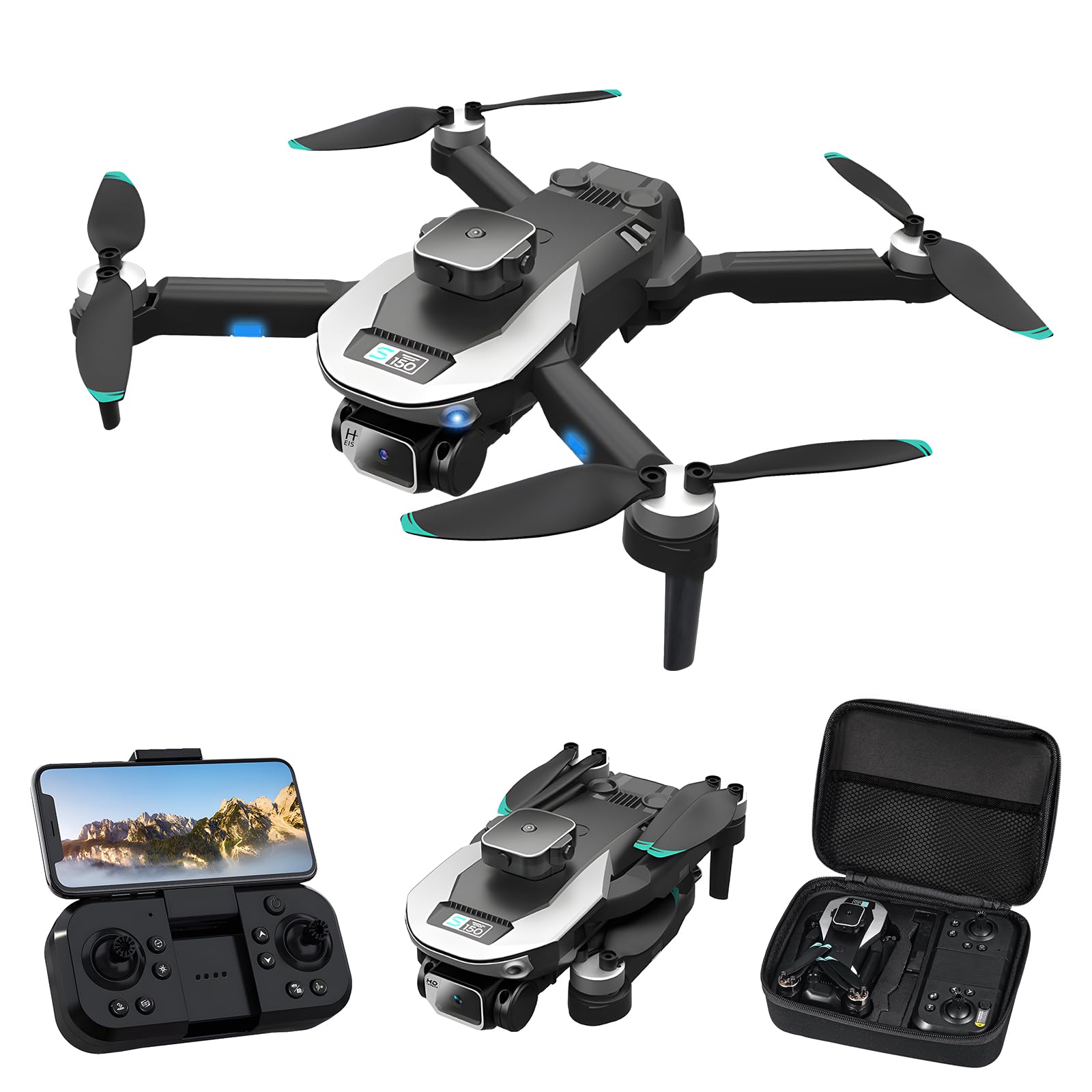 Drones with Camera for Adults and Kids,8K HD FPV Camera Drones with Carrying Case,Foldable Drones Remote Control Toys with 2 Batteries,One Key Start,Headless Mode,Speed Adjustment,3D Flips,Gifts for Boys Girls