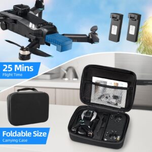 Drones with Camera for Adults and Kids,8K HD FPV Camera Drones with Carrying Case,Foldable Drones Remote Control Toys with 2 Batteries,One Key Start,Headless Mode,Speed Adjustment,3D Flips,Gifts for Boys Girls