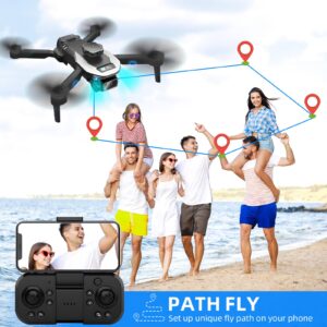 Drones with Camera for Adults and Kids,8K HD FPV Camera Drones with Carrying Case,Foldable Drones Remote Control Toys with 2 Batteries,One Key Start,Headless Mode,Speed Adjustment,3D Flips,Gifts for Boys Girls