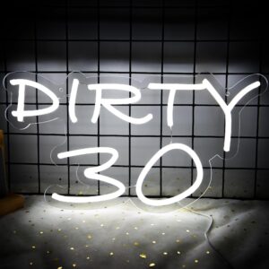 attneon ATTENON Dirty 30 Neon Sign for Wall Decor,Thirty Birthday Led Light with USB Interfece,Dirty 30 Neon Signs for Party,birthday,man cave, 30 light up sign birthday,Size16.1 * 8.7inches (JTD073)