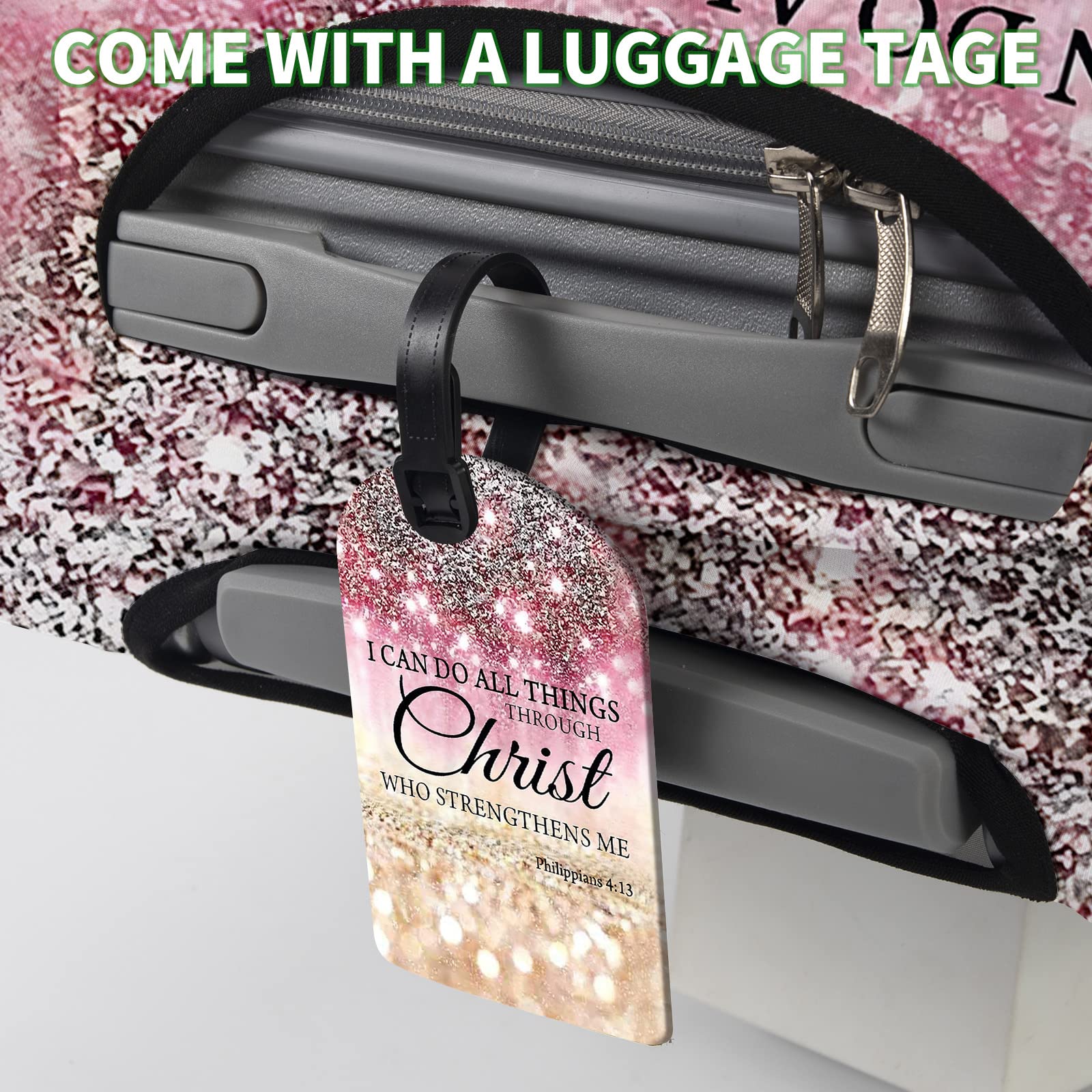 Luggage Covers for Suitcase TSA Approved,Elastic Washable Suitcase Cover Protector, I can do all things through christ Luggage Cover Sleeve Wrap for 19/ 20/ 21 Inches Suitcase Travel Accessories