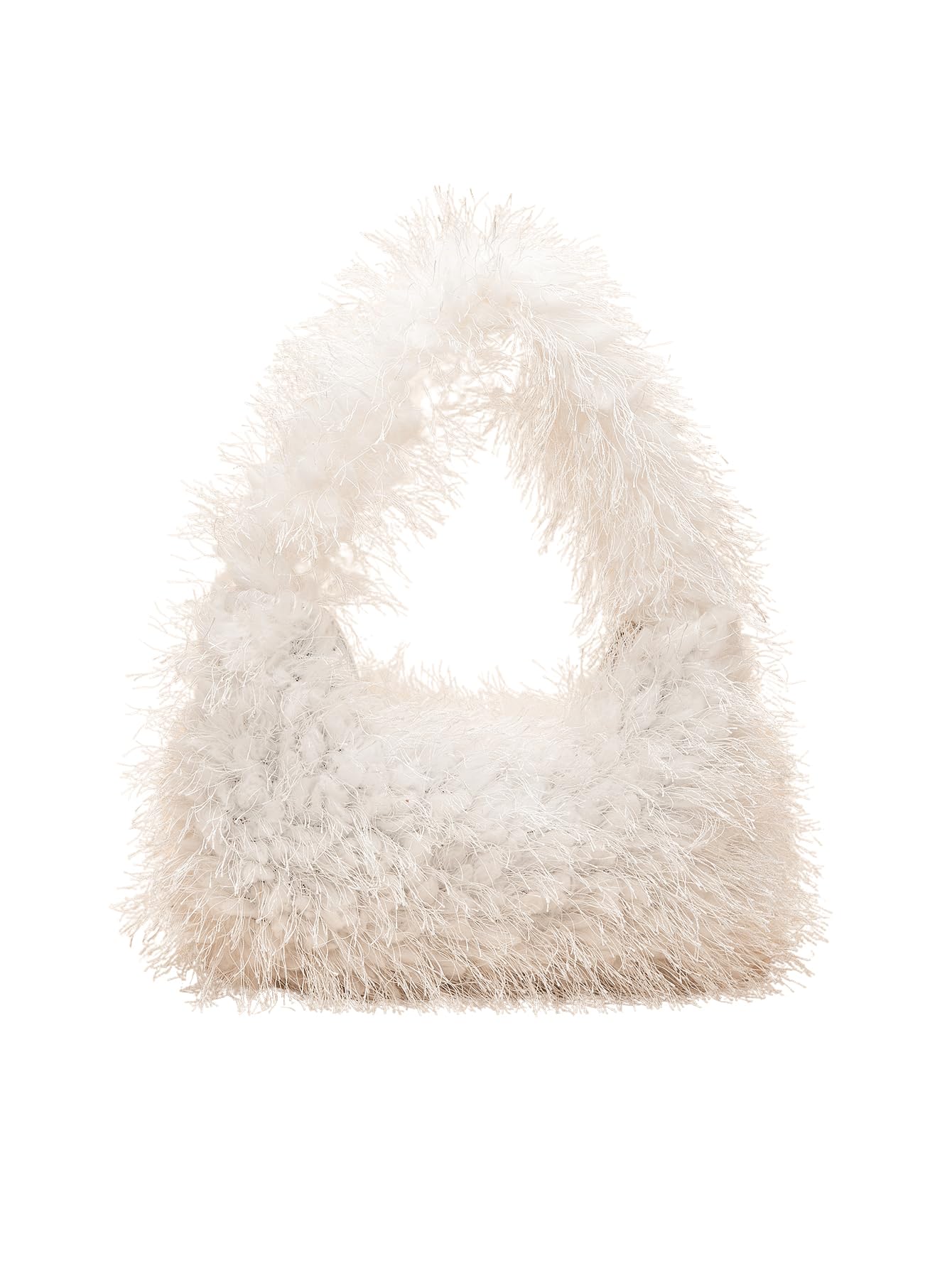 Verdusa Women's Faux Fur Fuzzy Hobo Bag Furry Handbag Purse White one-size