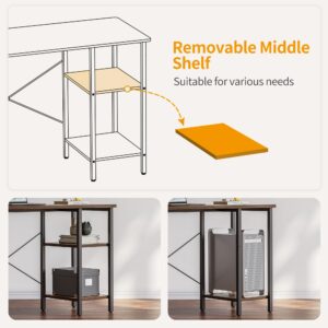 CubiCubi L Shaped Desk, 50.4 inch Computer Corner Desk with 2 Storage Shelves, Home Office Desk with Monitor Stand, Rustic Brown