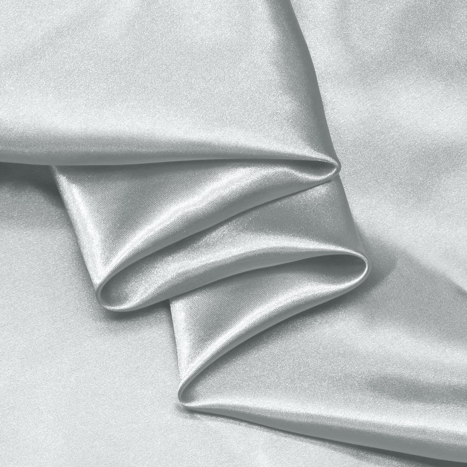 NSGZ Silver Grey Satin Fabric by The Yard, 2 Yards 60" Wide Silky Fabric, Solid Satin Cloth Fabric for Bridal, Wedding, Dress, Crafting, Decoration