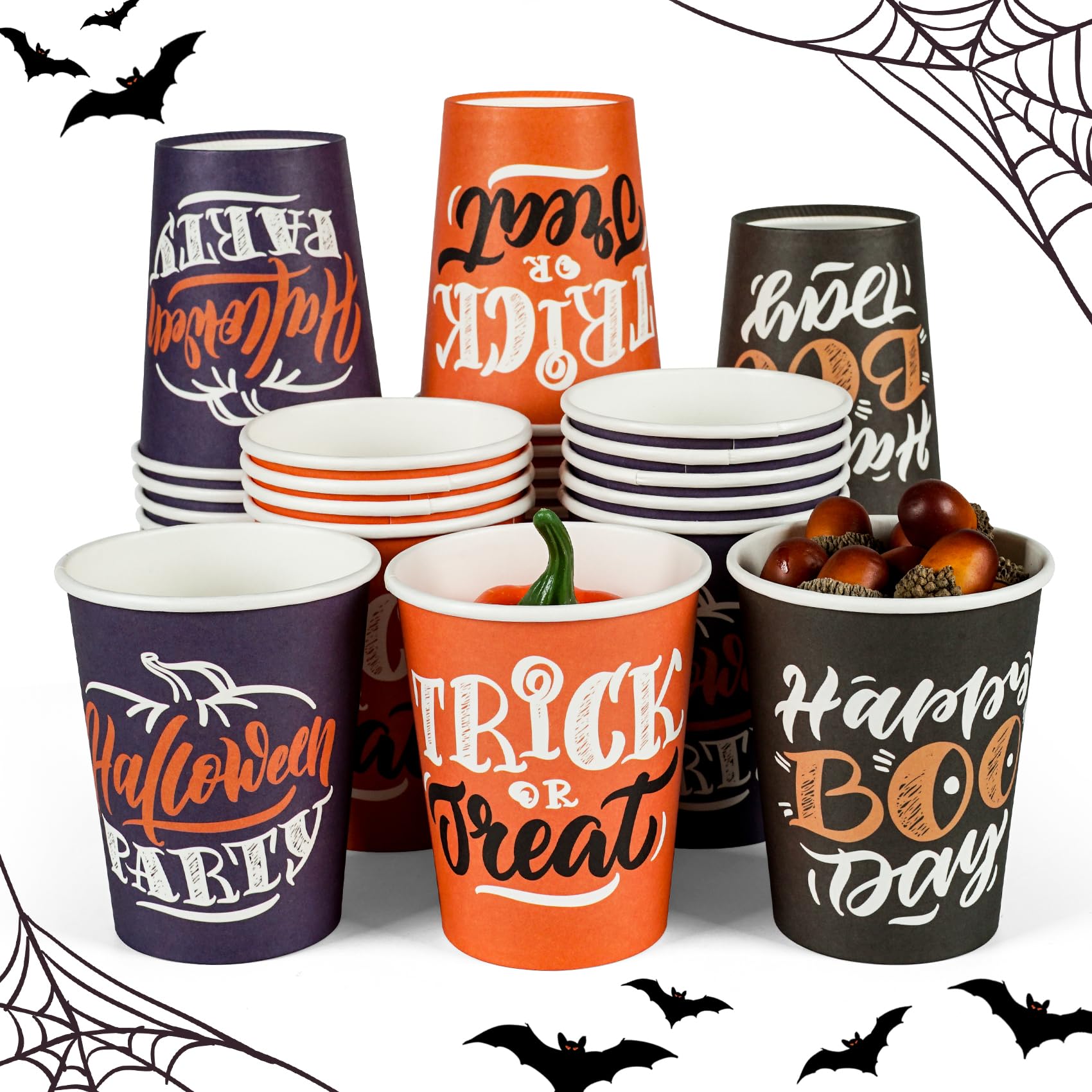 ATFUNSHOP Halloween Disposable Cups 50PCS Party Paper Cups 9oz 3 Styles