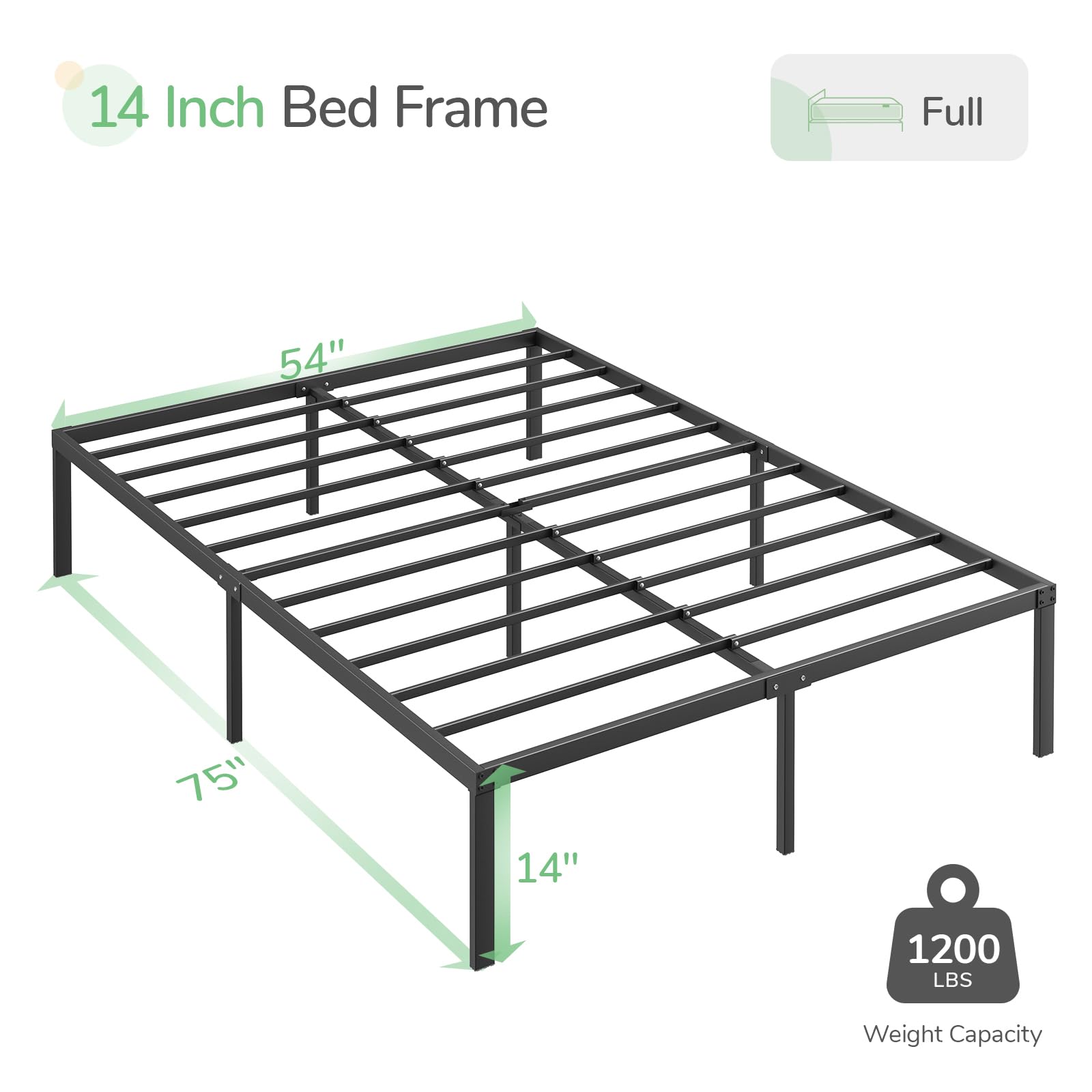 Novilla Full Size Bed Frame, 14 Inch Metal Platform Bed Frame Full Size No Box Spring Needed, Heavy Duty Steel Slat Support, Easy Assembly