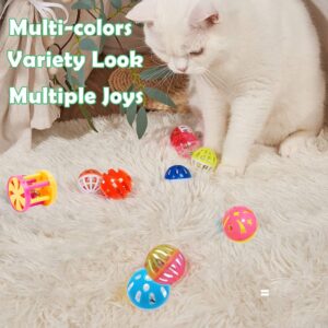 PETFAVORITES Cat Jingle Balls Toys 10Pcs 6 Styles for Indoor Cats - Plastic Lattice Cat Balls with Bells Kitten Rattle Toy, Gift Box and 1.5"