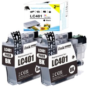 lituhorse compatible lc401 black ink cartridge for brother lc401 bk lc401bk for brother printer mfc-j1010dw mfc-j1012dw mfc-j1170dw mfc-j1800dw printer, mfc-j1010dw ink cartridges black 2 packs