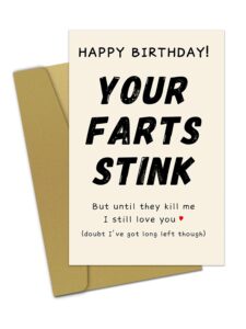 officekolor funny birthday card for boyfriend husband girlfriend wife fiance, your farts stink birthday card him or her, humorous happy birthday card gifts for women men