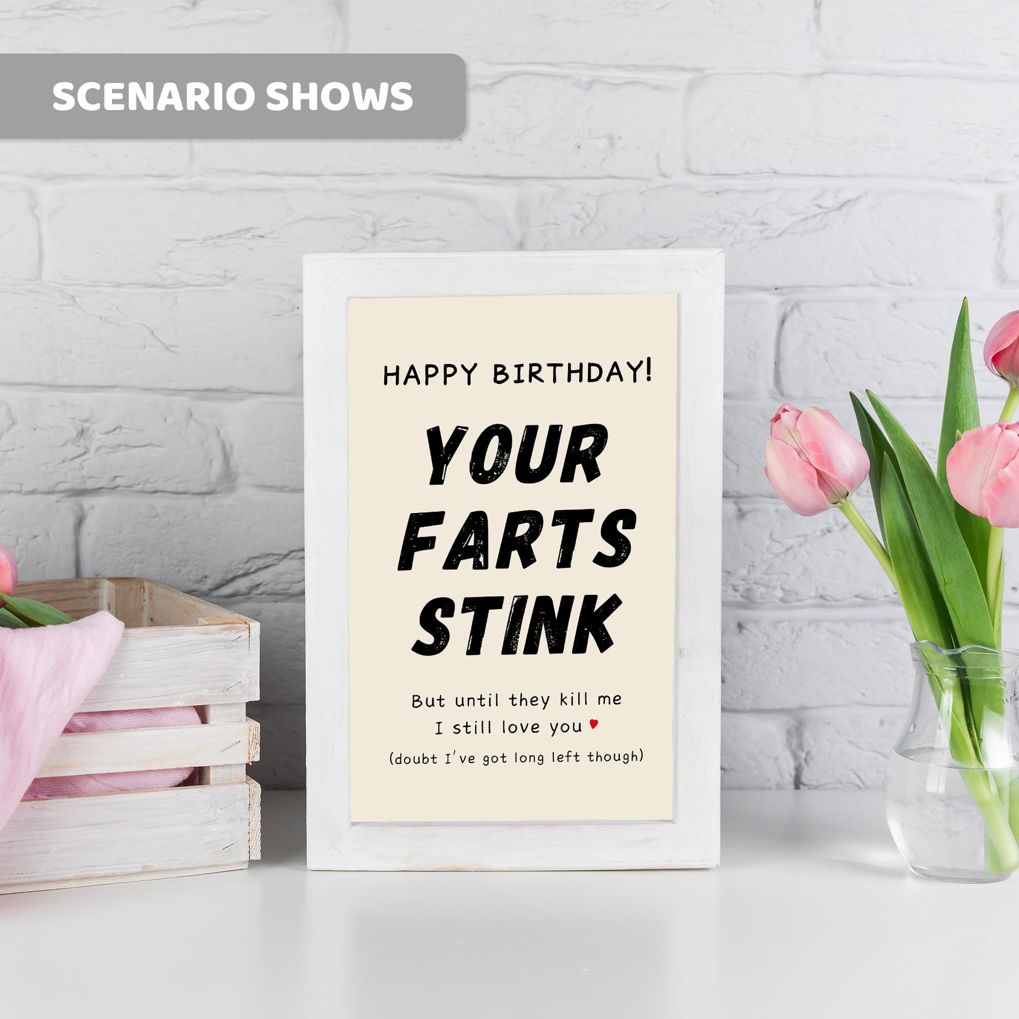 OfficeKolor Funny Birthday Card for Boyfriend Husband Girlfriend Wife Fiance, Your Farts Stink Birthday Card Him or Her, Humorous Happy Birthday Card Gifts for Women Men