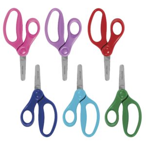 Fiskars 5" Blunt-Tip Scissors for Kids 4+ (6-Pack) - Kids Scissors for School or Crafting - Back to School Supplies - Assorted Colors