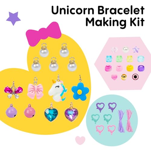 Tomons Charm Bracelet Making Kit for Girls, Beads for Jewelry Making Kit, Arts & Crafts Gift for Ages 3-12, Girls Toys 3 4 5 6 7 8 9 10 Year Old Girl Birthday Gifts Ideas