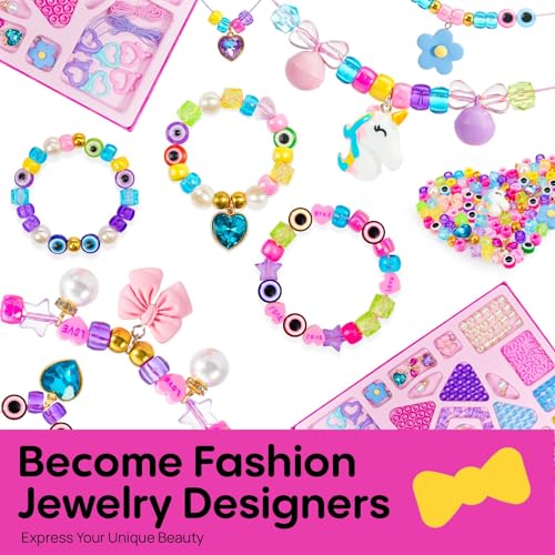 Tomons Charm Bracelet Making Kit for Girls, Beads for Jewelry Making Kit, Arts & Crafts Gift for Ages 3-12, Girls Toys 3 4 5 6 7 8 9 10 Year Old Girl Birthday Gifts Ideas