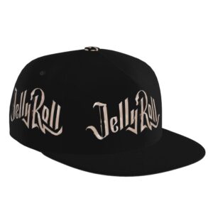 YEACITY Jelly Music Roll Unisex Hip Hop Flat Bill Brim Baseball Cap Adjustable Trucker Hats for Men Women Teens Black