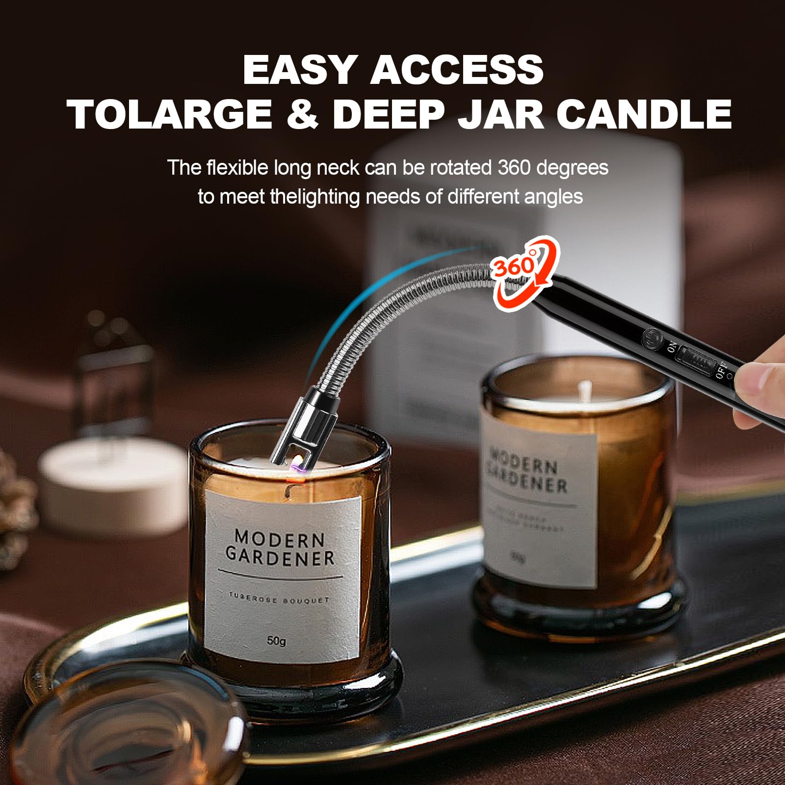 2 Pack Electric Candle Lighter, Cool Rechargeable, Plasma,Arc, Grill,USB,Windproof, Flameless, with Flexible Neck Lighters. Ideal for Candles,BBQs,camping,kitchen,fireplace,Fireworks, etc.