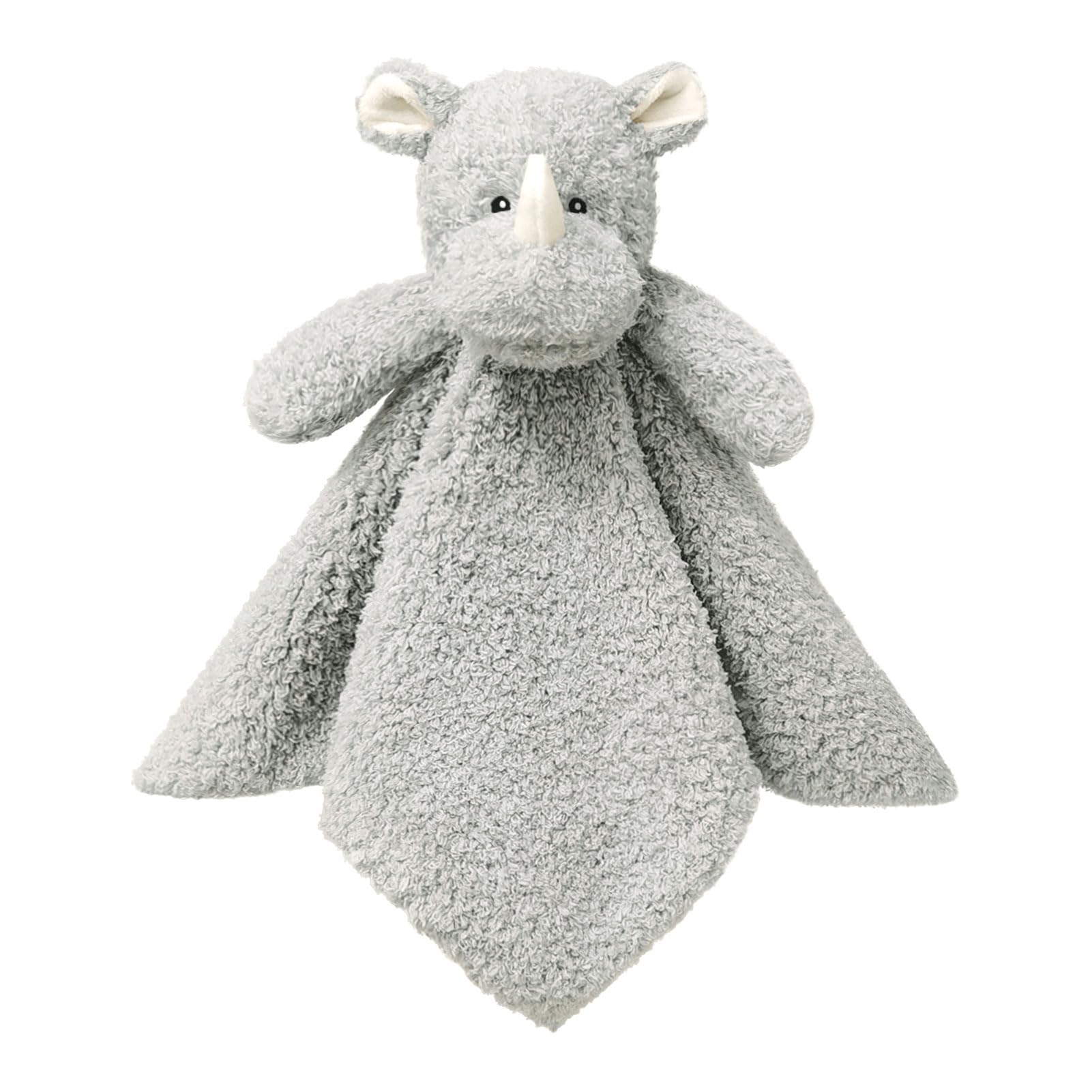 Doindute Baby Gray Rhino Soft Stuffed Animal Security Blanket, Plush Rhino Character Lovey Blanket, Baby Shower/Nursery Gift, Cuddly Newborn, Infant, Toddler Snuggle Blankie for Boys Girls, 14"