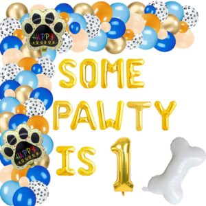 vetwo 112pcs dog 1st birthday decorations some pawty is 1 balloons garlands arch kit for let's pawty/dog paw/bone shaped/pet puppy/pet adoption/dog themed first birthday party supplies decorations