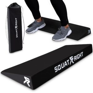 squat right squat wedge - premium extra wide & durable incline slant board - calf stretcher with anti-tip design - ideal for enhancing strength weightlifting, physical therapy, and improving mobility