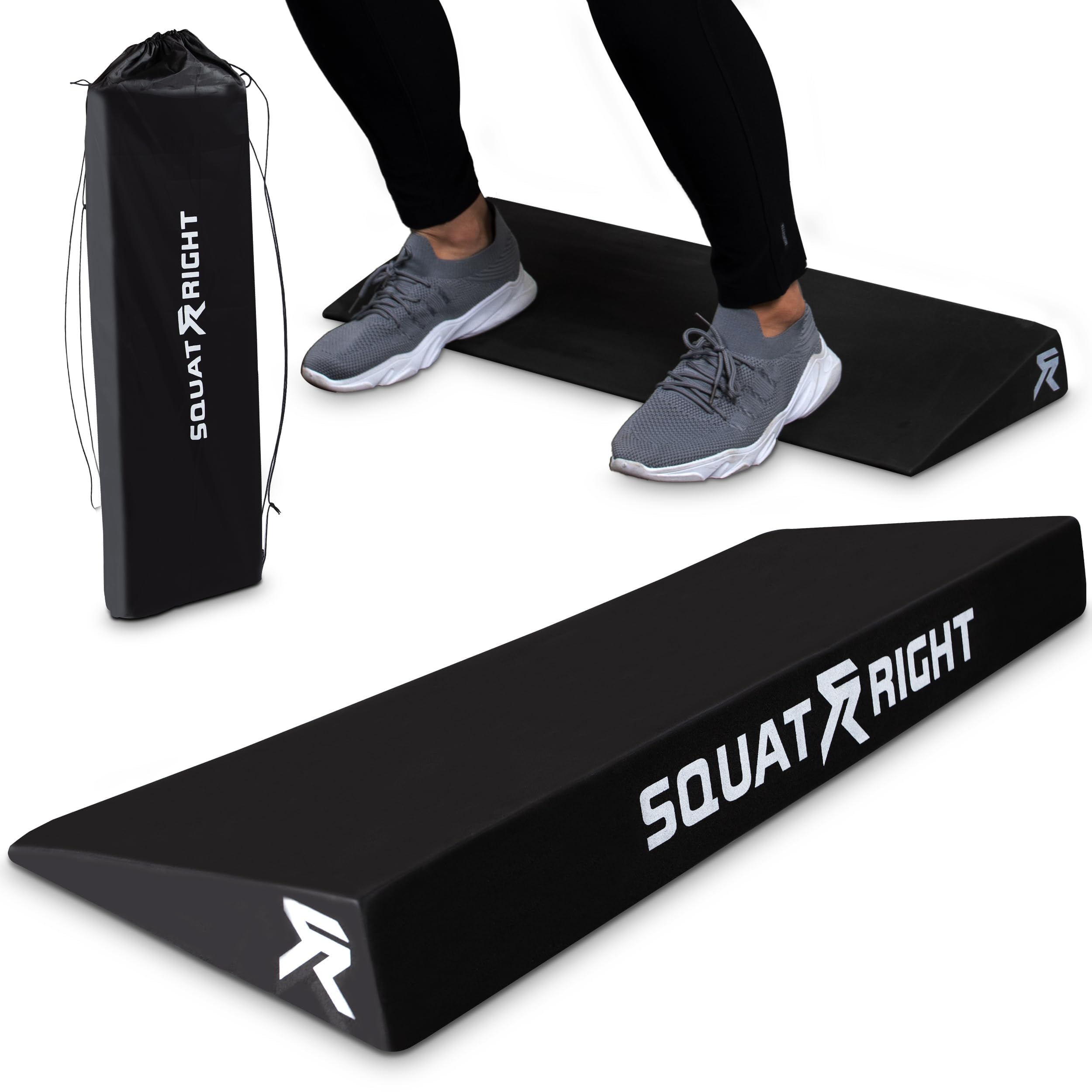 Squat Right Squat Wedge - Premium Extra Wide & Durable Incline Slant Board - Calf Stretcher with Anti-Tip Design - Ideal for Enhancing Strength Weightlifting, Physical Therapy, and Improving Mobility