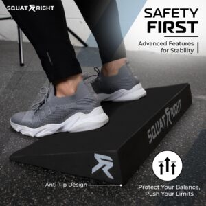 Squat Right Squat Wedge - Premium Extra Wide & Durable Incline Slant Board - Calf Stretcher with Anti-Tip Design - Ideal for Enhancing Strength Weightlifting, Physical Therapy, and Improving Mobility