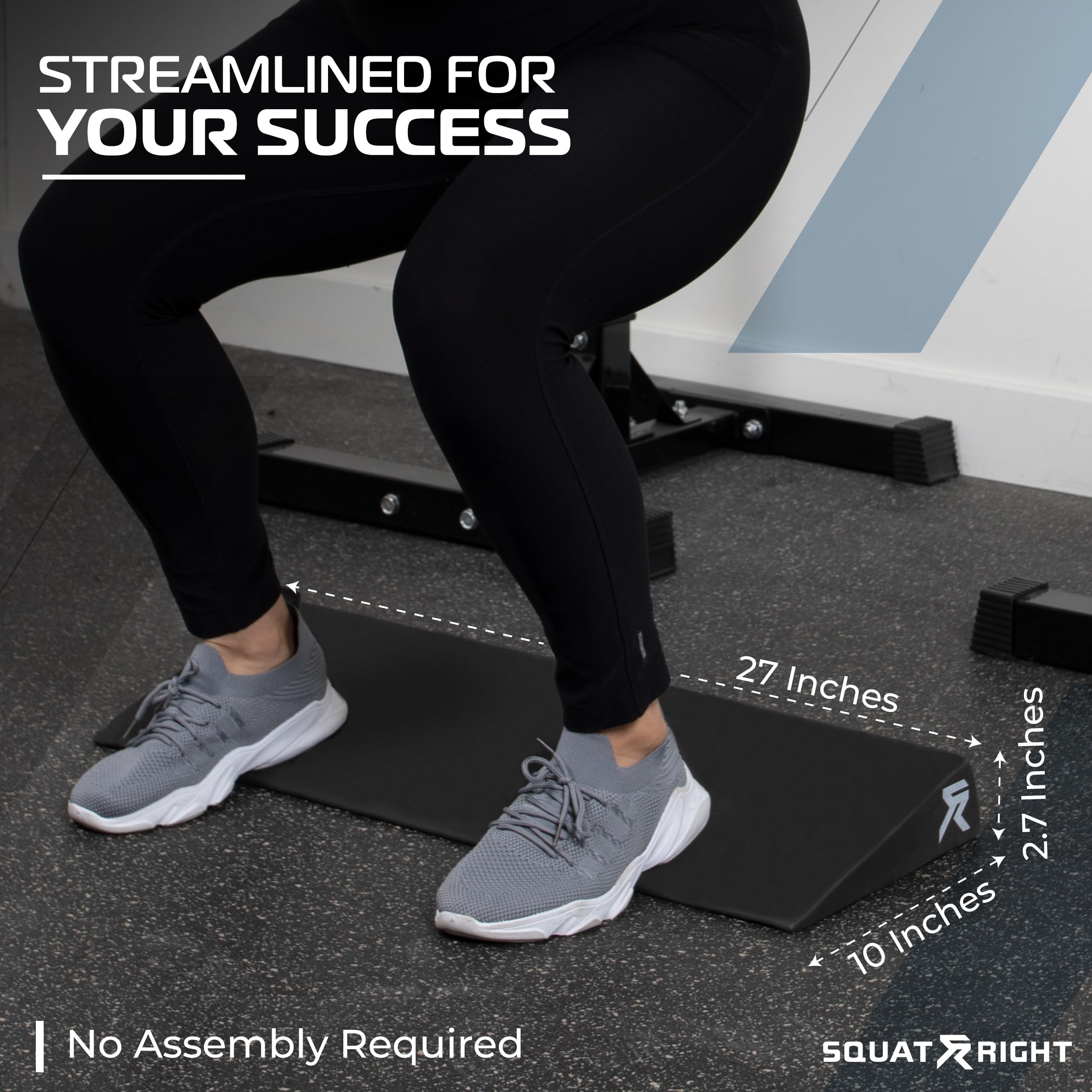 Squat Right Squat Wedge - Premium Extra Wide & Durable Incline Slant Board - Calf Stretcher with Anti-Tip Design - Ideal for Enhancing Strength Weightlifting, Physical Therapy, and Improving Mobility