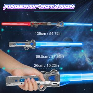 JONEG Lightsaber Light Sabers for Kids - 2 PCS, 7 Color, FX Sound 2 in1 Double-Bladed LED Expandable Lightsabers for Kids Set, Gift for 8 9 10 11 12 Year Old Girls/Boys