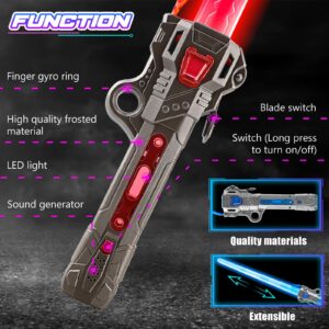 JONEG Lightsaber Light Sabers for Kids - 2 PCS, 7 Color, FX Sound 2 in1 Double-Bladed LED Expandable Lightsabers for Kids Set, Gift for 8 9 10 11 12 Year Old Girls/Boys