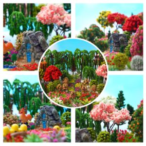 Libima 160 Pieces Mini Model Trees Bulk 1-5.1 Inch Mixed Model Tree Flower Train Scenery Architecture Trees Colourful Fake Trees for DIY Crafts Building Model Scenery Landscape