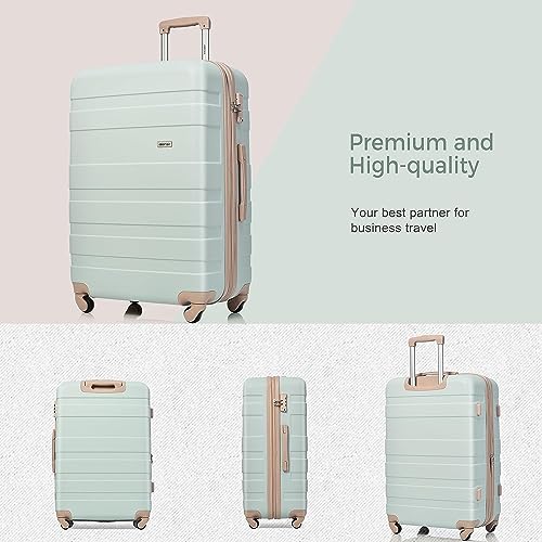 Merax 3 Piece Expandable ABS Hardshell Luggage Sets Spinner Wheel Suitcase TSA Lock Suit Case, Grey Green, 20/24/28 Inch