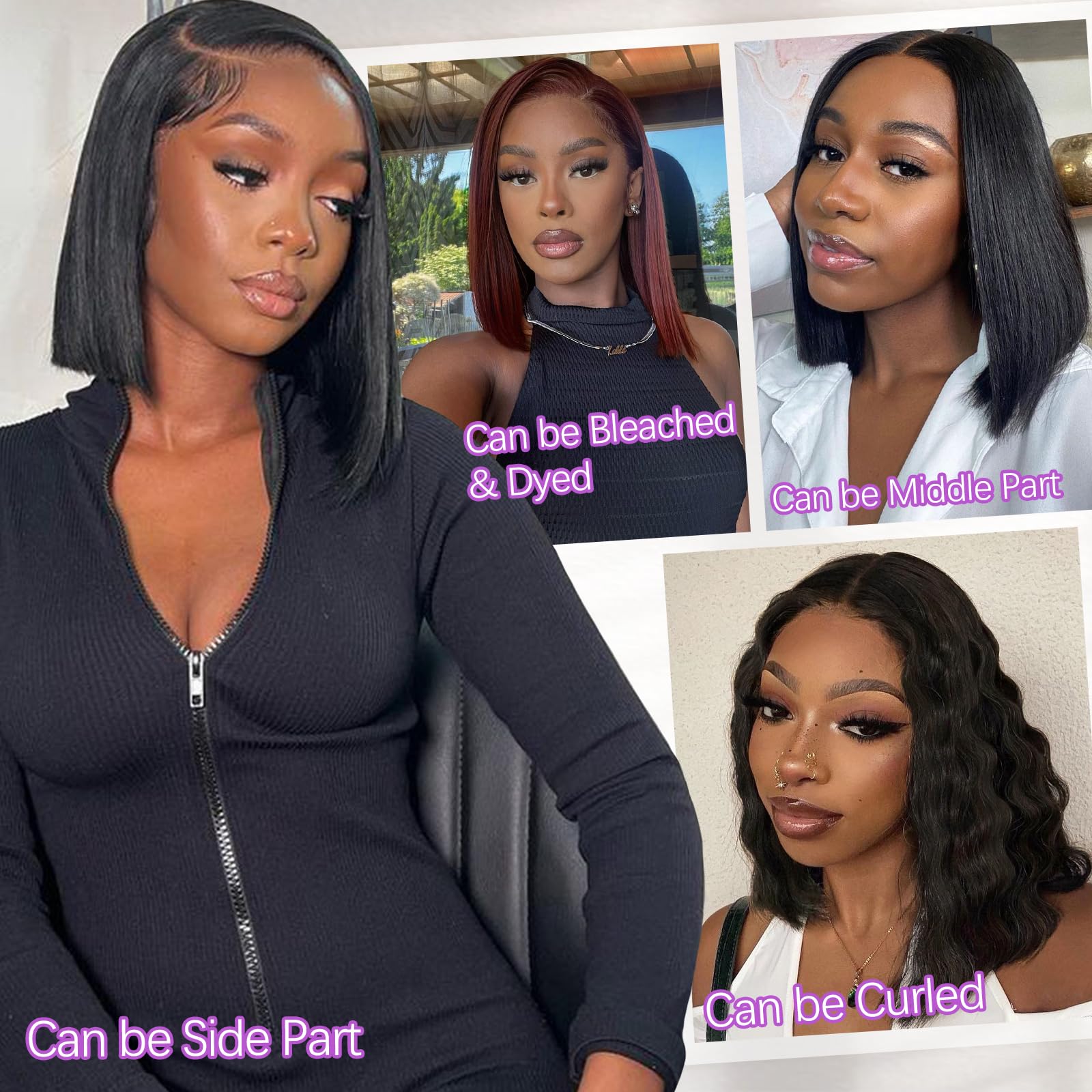 Starmo Bob Wig Human Hair 13x4 HD Lace Front Wigs Lace Frontal Short Straight Bob Wigs with Baby Hair Pre Plucked Glueless Natural Hairline 150% Density Natural Black 12 Inch