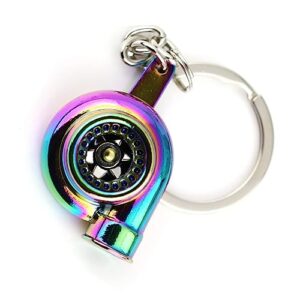 gkmow pack-1 car polished turbo keychain, ring rotating key ring, diy small toys for car key decoration (multicolored)