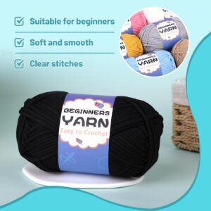 200g Yarn for Crocheting, Beginners Yarn, Easy Yarn for Beginners with Easy-to-See Stitches, Stitch Marker, Big Eye Blunt Needle, Crochet Yarn for Crocheting (Black)