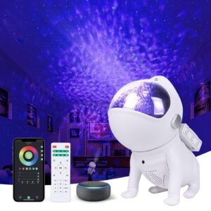 Luubeibei Space Dog Star Projector Galaxy Projection Light Night Built-in Bluetooth Speaker and Remote Starry Sky with Timer for Adults Decor for Bedroom Ceiling and Holiday Gift Lamp