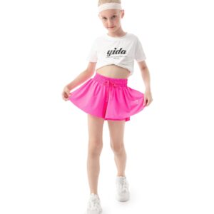 PUPIU Girls Shorts Flowy Toddler Girls Dance Shorts Preppy Clothes Summer Gymnastics Shorts Athletic Hot Pink M