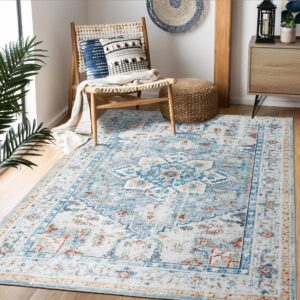 lbris area rug 5x7 machine washable rugs for living room bedroom,non-slip stain-resistant large dining room rugs with rubber backing,extra soft non shedding non skid vintage carpet