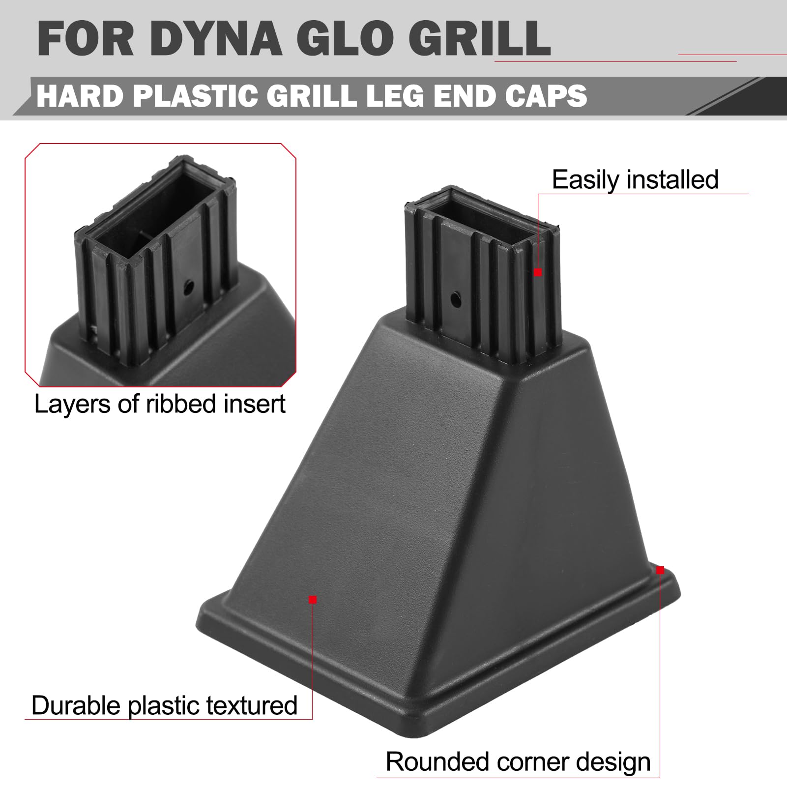 Grill Replacement Protector Leg End Cap for Dyna Glo Grill Replacement Parts 70-01-275 DGF493BNP for Dyna Glo Grill Parts DGH474CRP Grill Stand Holder Legs Protector Plastic Grill Legs Cover 2Pcs Kits